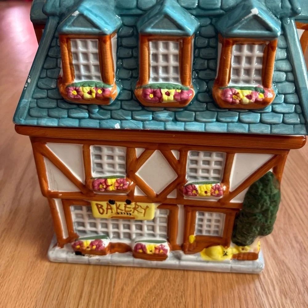Vintage Sherwood Bakery House Cookie Jar Ceramic Cottage Kitschy Cottage
